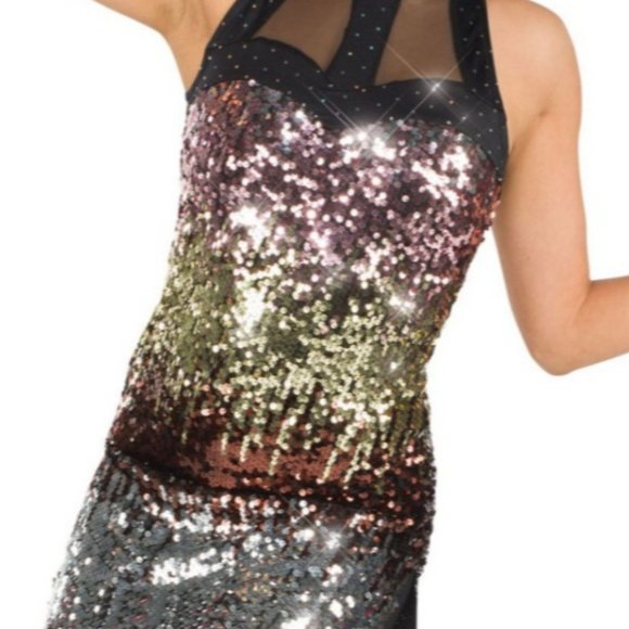 Sequin Mini Dress | Backless Halter Rose Gold | Small - Picture 7 of 14